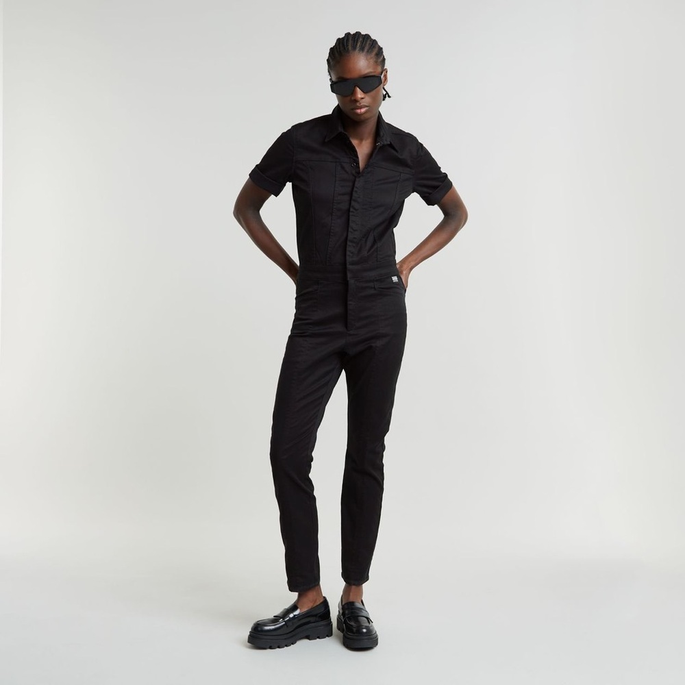 *NWT* G-Star Black Women's Utility Jumpsuit Size XS Short Sleeve Button up